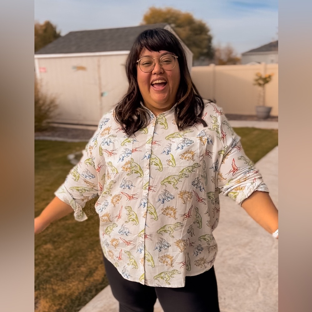 ModCloth Dino Print Button Up